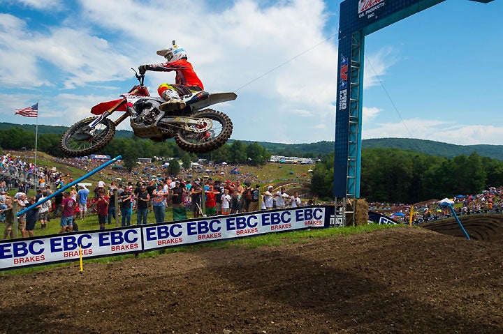 Fredrik Noren came back from a crash in Moto 2 to match his Moto 1 sixth-place finish and finish sixth overall at the Unadilla National in New York, August 13. PHOTOS COURTESY OF TEAM HONDA HRC.