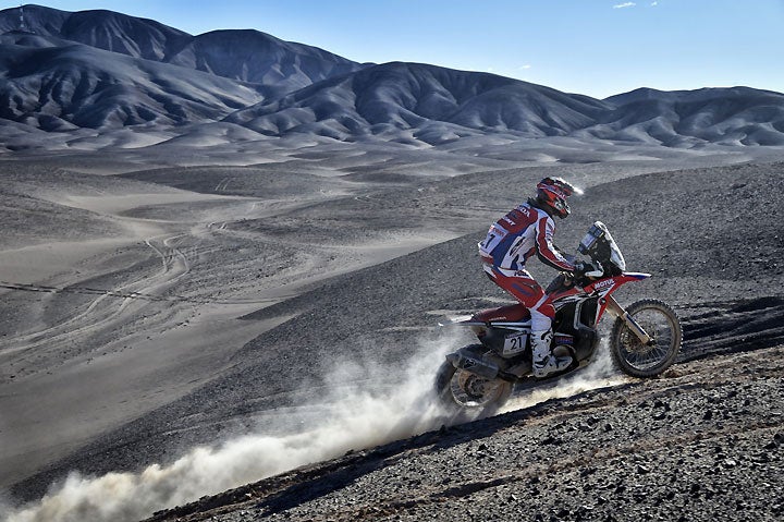 Amercan hero Ricky Brabec had a solid day  in the first stage of the 2016 Atacama Rally, finishing fifth. PHOTO COURTESY OF TEAM HRC.