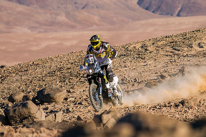 Pablo Quintanilla started the day 26 seconds out of the overall lead but raced to the overall win in the 2016 Atacama Rally by a mere 29 seconds. PHOTO BY M. PINOCHET/HUSQVARNA MOTORCYCLES GmbH.