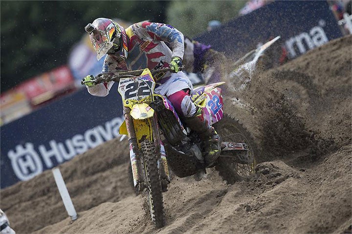 Suzuki World MXGP's Kevin Strijbos rode a retro-look RM-Z to his first MXGP overall win since 2007 at the FIAT Professional MXGP of Belgium. Strijbos won by carding consistent 3-3 finishes in front of his enthusiastic countrymen. PHOTO  COURTESY OF SUZUKI-RACING.COM