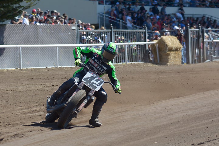 Bryan Smith finished second, beating rival Jared Mees off the last corner to win the 2016 AMA Pro Flat Track Championship. It was Kawasaki's first premier-class title as a manufacturer. PHOTO BY SCOTT ROUSSEAU.
