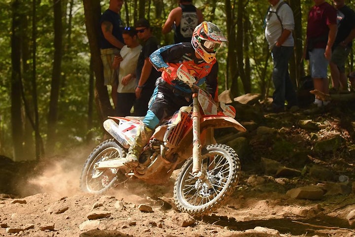 Kailub Russell scored his eighth AMSOIL GNCC win of the year at the Mountaineer GNCC, and he now has a massive 50-point series lead with two rounds remaining. PHOTO BY KEN HILL.