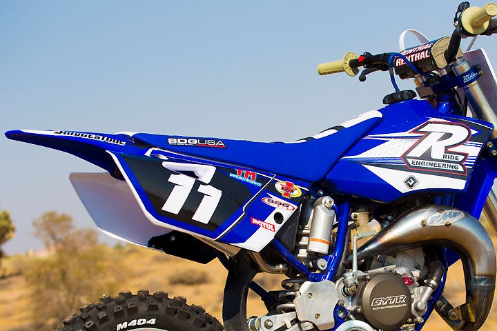 Acerbis plastic, and SDG Gripper seat cover and Flu Designs custom graphics help make the 11-year-old YZ85 look good as new.