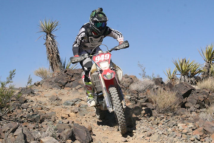 Nic Garvin rode his Ox Motorsports-built and backed Honda to third place overall. Garvin also has a seat on the Ox Motorsports Honda 3X bike for SCORE Baja events. PHOTO BY RYAN SANDERS.