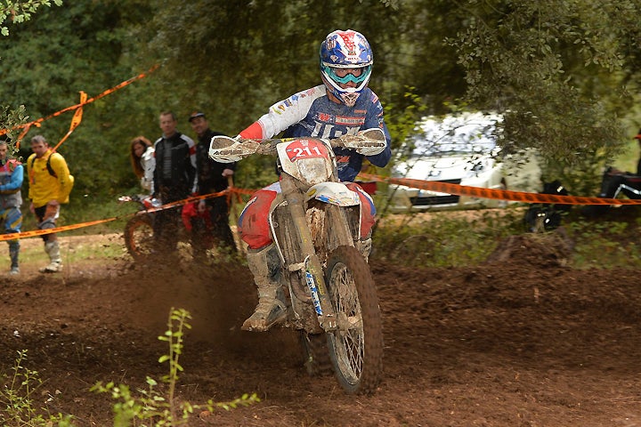 Layne Michael (shown) and Thad Duvall picked up the pace today at the 2016 ISDE, especially in the first test where Taylor Robert and Kailub Russell had problems. That no doubt helped preserve the U.S. World Trophy team’s hold on first place with two days to go. PHOTO BY MARK KARIYA.