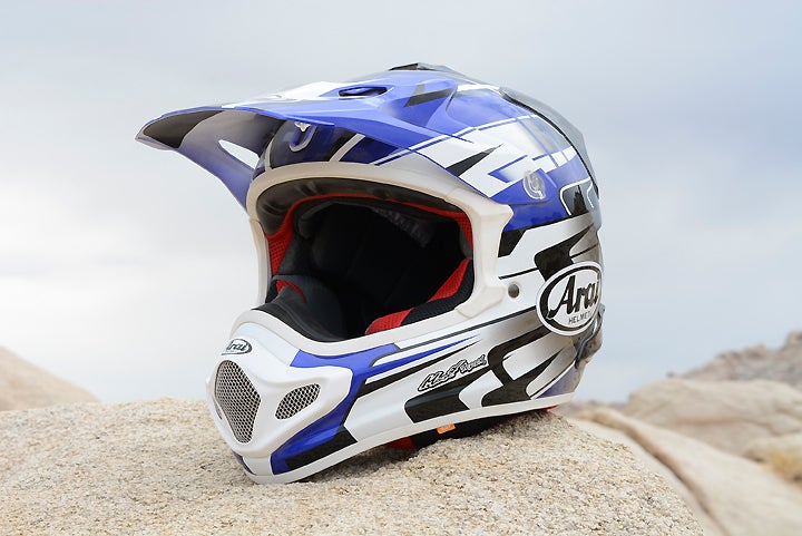The Arai VX-Pro4 is the company's top-of-the-line off-road helmet, infusing Arai's R75 Shape Concept shell design with MotoGP technology.