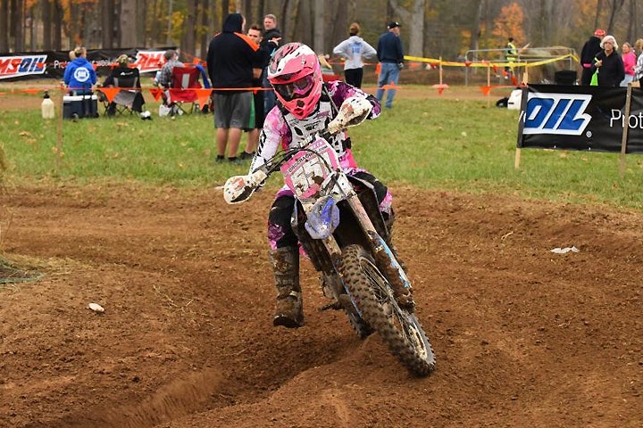 Becca Sheets won the WXC class and also claimed the overall win in the 10 a.m. race at the Ironman GNCC. PHOTO BY KEN HILL.