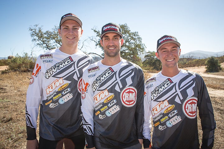 (Left to right) Benny Bloss, Davi Millsaps and Blake Baggett will compete for the Butler Bros. KTM team with title sponsorship from Rocky Mountain ATV/MC in the 2017 AMA supercross and motocross series.