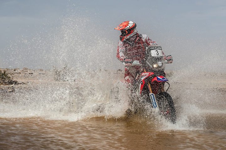 Paulo Goncalves moved into the 2016 OiLibya Morocco Rally lead with a win in a shortened Stage 2 today. PHOTO COURTESY OF TEAM HRC.