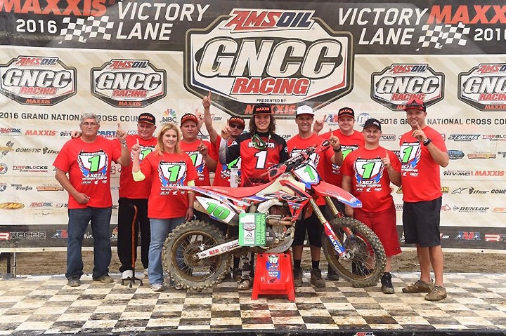 Trevor Bollinger earned his first career AMSOIL XC2 Pro Lites Championship. It was also the first GNCC title for the Johnny Campbell Racing Honda team. PHOTO BY KEN HILL.