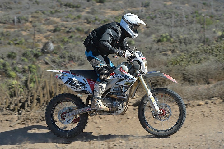 Many considered this year’s course to be one of the most brutal ever. In fact, after pre-running a few times, Colton Udall changed his mind and opted to forgo his dream of trying to solo it and become the first solo rider to win the 1000 overall. No matter; there were still 11 Pro Moto Ironmen who welcomed the challenge with veteran Ironman Tony Gera (shown here) winning easily in an impressive 25:01:28. The top four Ironmen finished within 45 minutes of each other. PHOTO BY  MARK KARIYA.