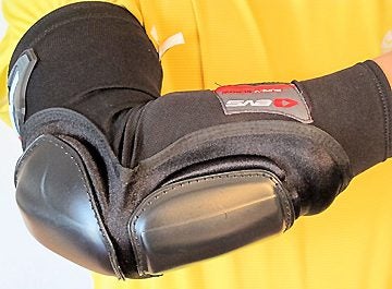 One shattered elbow can ruin your whole day. Elbow guards such as this EVS model help to prevent injury from a forearm/elbow strike.