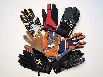 Most manufacturers offer gloves that offer varying degrees of impact and weather protection. The author prefers Klim gloves.