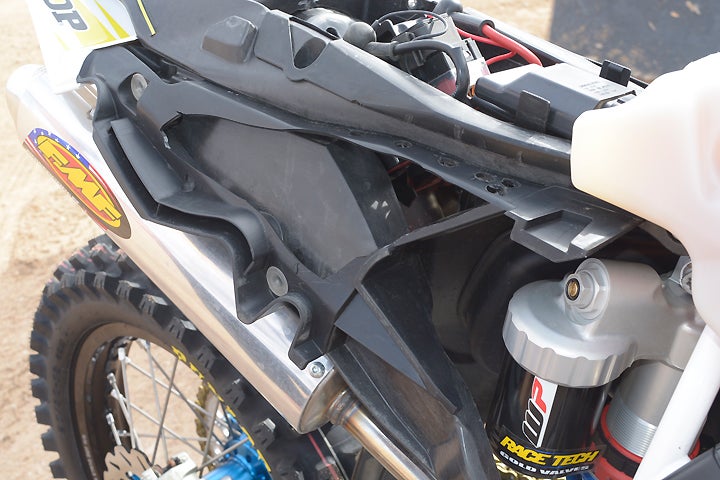 Clark dissected the stock airbox to enhance airflow through the engine. The air filter is a UniFilter two-stage unit.