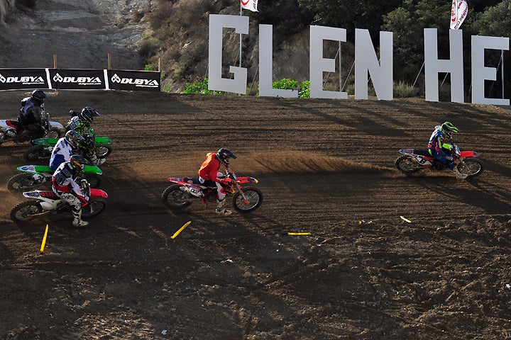 Former World 500cc Motocross Championship contender and AMA Supermoto Champion Kurt Nicoll (right) dusted the 50+ class at the Dubya Vet World Motocross Championship. PHOTO BY LAURETTE NICOLL.