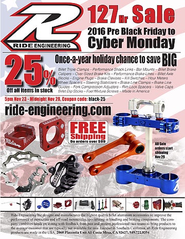 Ride Engineering is holding a 127-Hour sale that begins November 23 at 5 p.m.