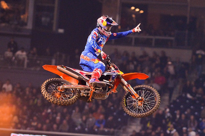 Still the Champ: Ryan Dungey dominated the 2016 Monster Energy AMA Supercross Series, collecting his third career 450cc supercross title. But after suffering a neck injury outdoors, and with rumors that he intends to retire after the 2017 season, it remains to be seen how motivated the Red Bull KTM star will be when the gate drops on the 2017 supercross season. PHOTO BY STEVE COX.