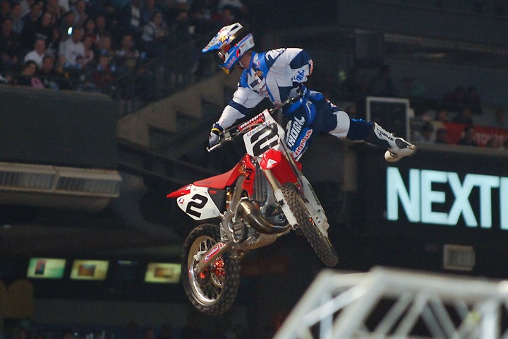 Jeremy McGrath is still the winningest rider in AMA Supercross history, with 72 career main event wins and seven titles. McGrath also created a signature supercross trick, the "Nac Nac," often imitated but never duplicated.