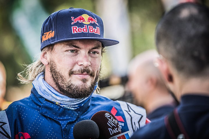 Reigning Dakar Rally Champion Toby Price crashed out of the 2017 Dakar Rally today. The Australian suffered a broken femur, ending his hopes for back-to-back Dakar titles. PHOTO COURTESY OF KTM IMAGES.