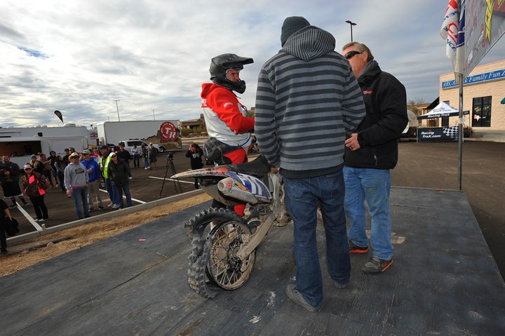 Though they had to literally drag their bike up the finish stage, the Clint Braun/Jesse Canepa team had already gotten to the finish ahead of their rivals to win Over 30 Pro. PHOTO BY MARK KARIYA.