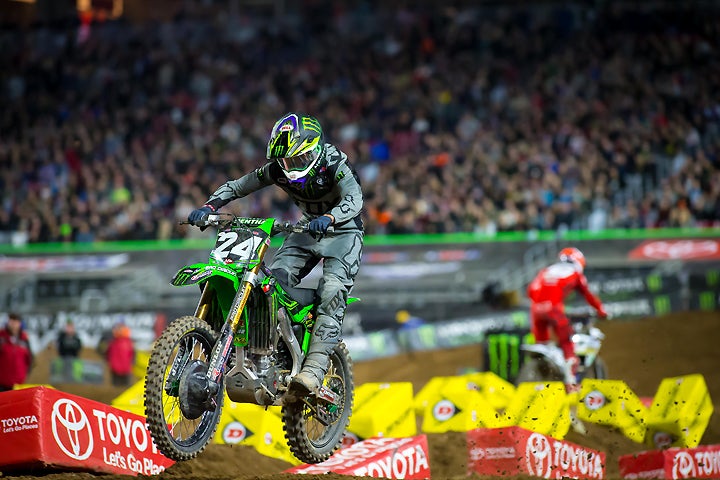 Rookie rider Austin Forkner earned his first career 250SX podium with a third-place finish in the Glendale main event. PHOTO BY RAS PHOTO.