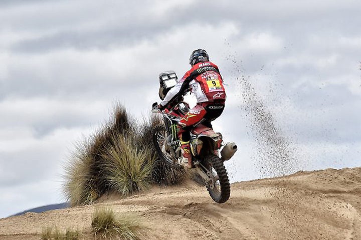Ricky Brabec rolled to his first career Dakar Rally stage win during Stage 7 of the epic rally today. The day's route ran from La Paz to Uyuni in Bolivia. PHOTO COURTESY OF TEAM HRC.