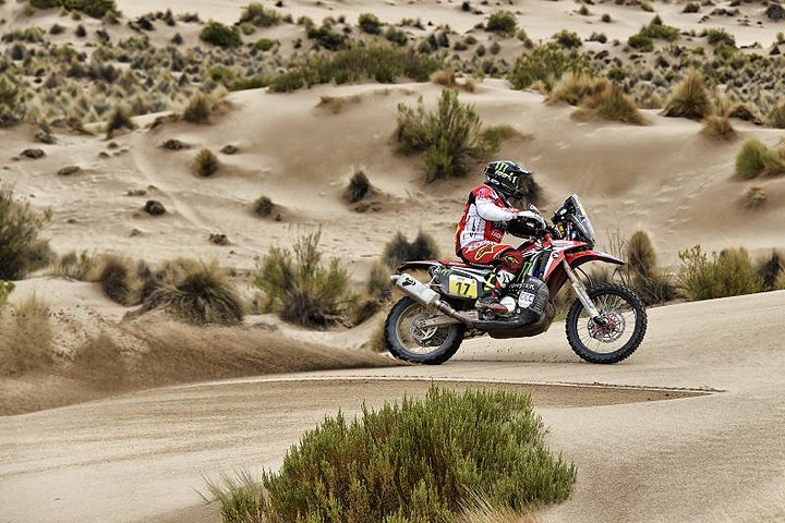 Paulo Goncalves gave Monster Energy Honda a one-two finish in Stage 7 of the Dakar Rally today. PHOTO COURTESY OF TEAM HRC.