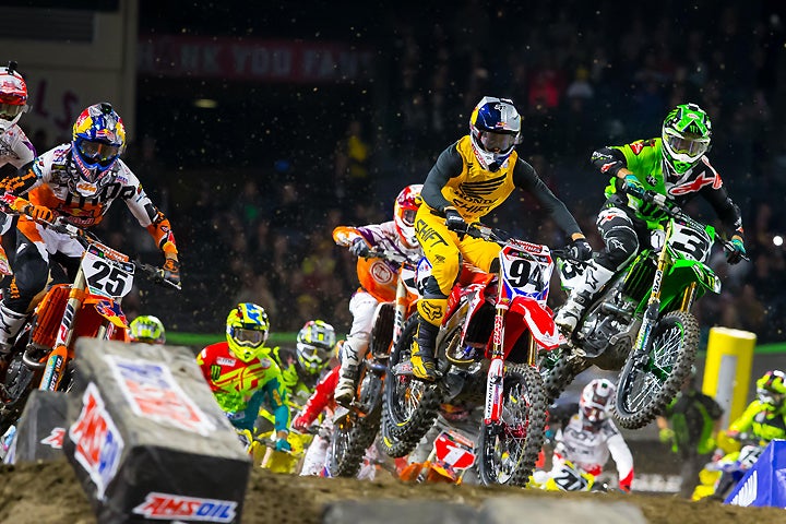 Roczen (94) didn't get the holeshot, but he took the lead two turns into the main event and went on to win the race by over 16 seconds. PHOTO BY RAS PHOTO.