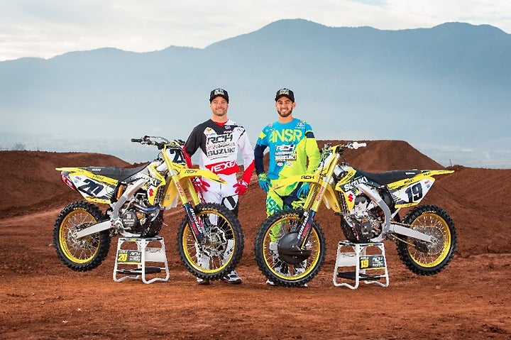 The RCH/Yoshimura/Suzuki Factory Racing team of Broc Tickle (left) and Justin Bogle (right) is sporting a fresh look for the new racing season.
