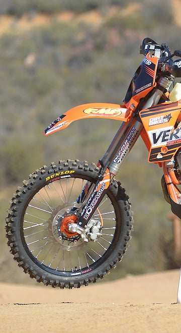 Naturally, Schmidt handled the modifications to the KTM's WP suspension himself, incoroporating numerous tricks.