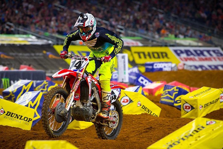 Cole Seely had a good night at the Arlington Supercross, finishing second. PHOTO BY RAS PHOTO.