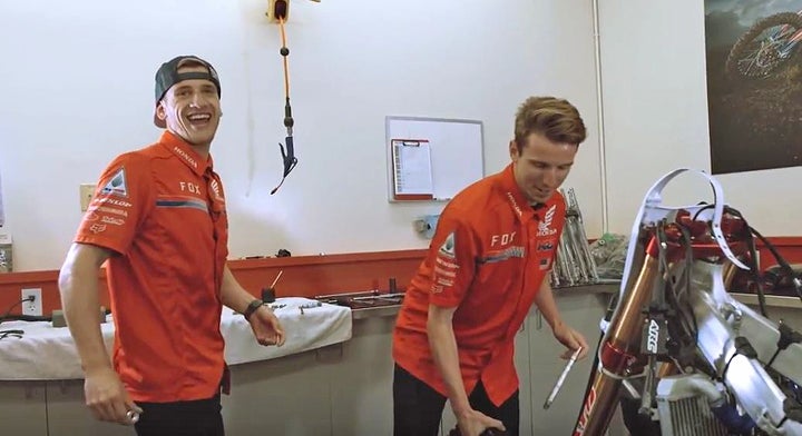 Watch Ken Roczen (left) and Cole Seely (right) as they work on a Honda CRF450R in Episode 2 of Honda REDefined.