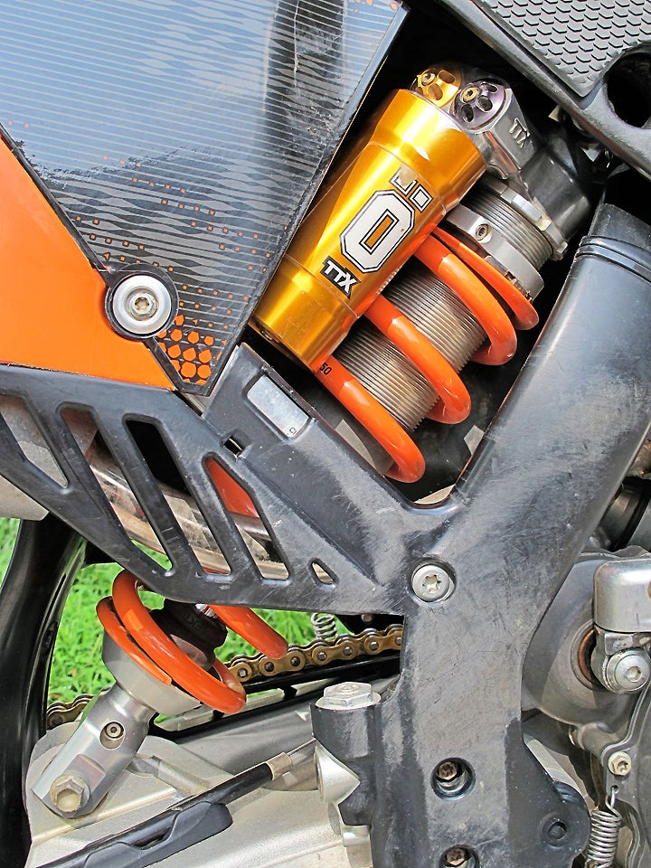 Designed to compete at the AMA National and FIM MX World Championship level, the Öhlins TTX44 shock works like a champ on off-road machines such as the author's KTM 250 XC-W.