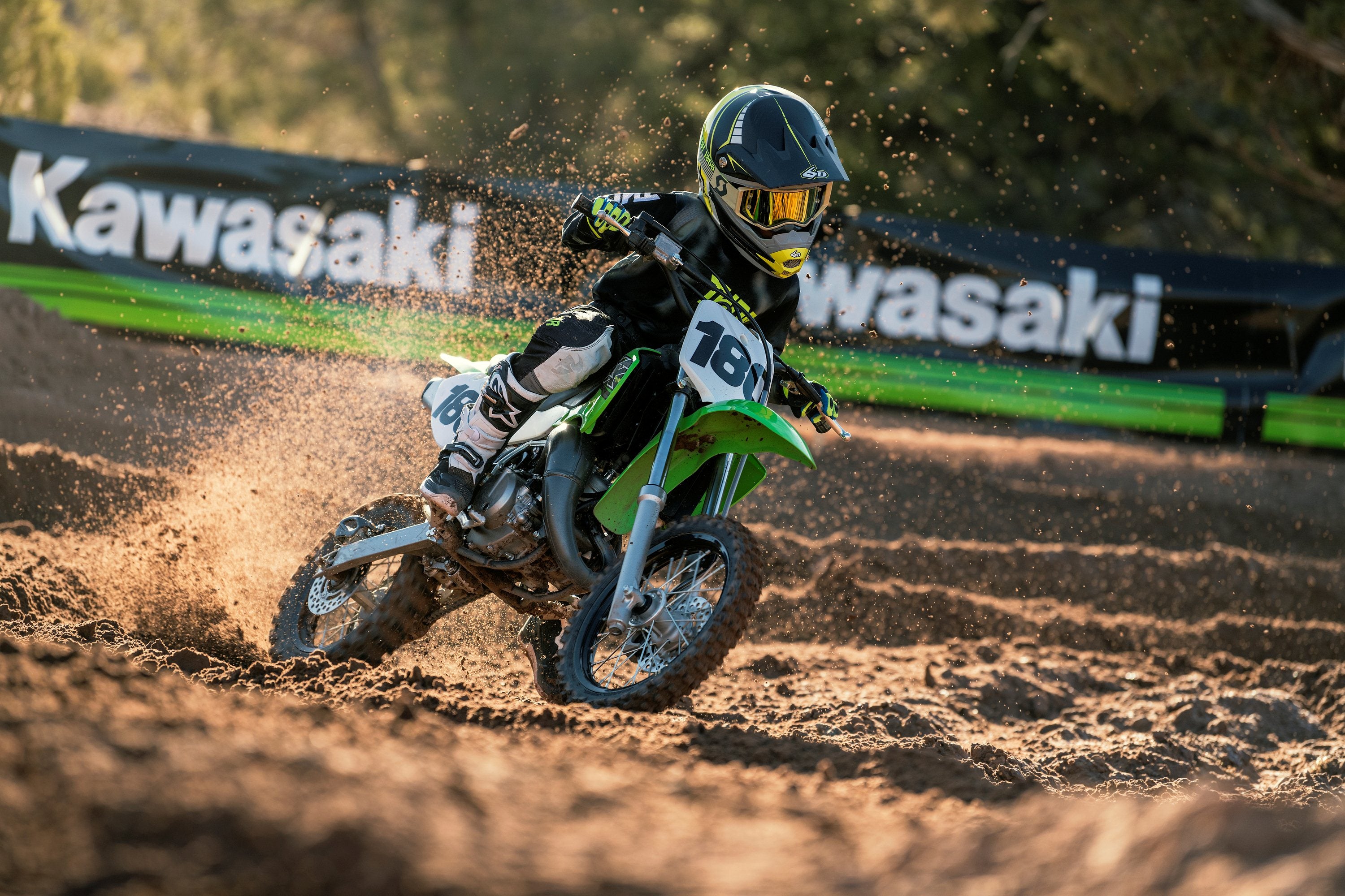 The KX ™ 65 is the most compact bike in the Kawasaki KX lineup